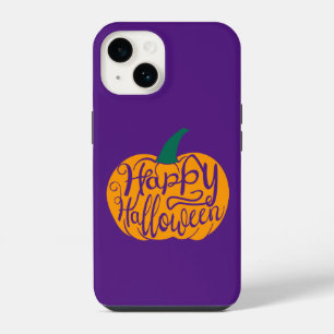 Coque Pour iPhone 14 Bonne lettre Halloween sur citrouille sculpté