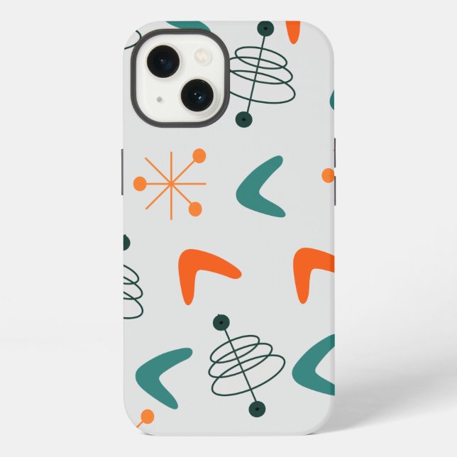 Coque iPhone Boomerangs Atomiques Moderne Milieu de Siècle (Verso)