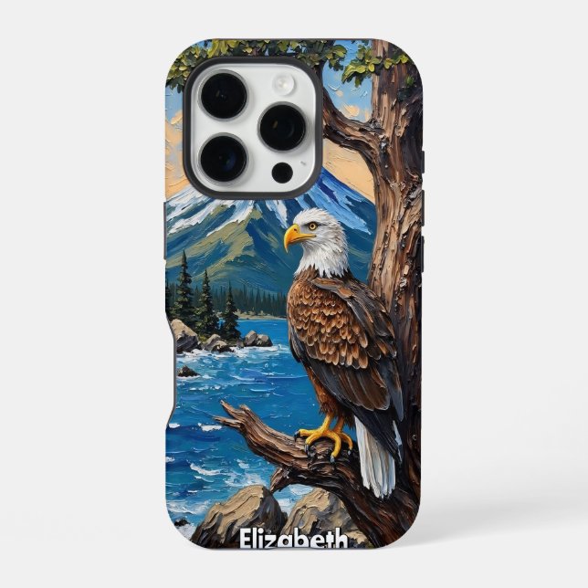 Coque iPhone Bord de l'océan : Aigle et pic (Verso)