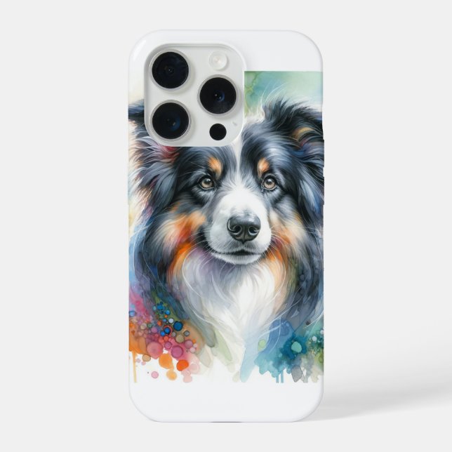 Coque iPhone Border Collie Dog AREF1801 - Watercolor (Verso)