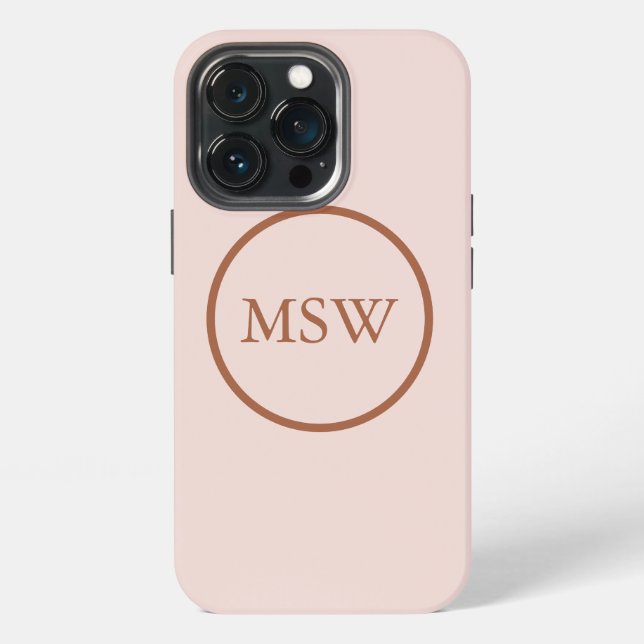 Coque iPhone Bordure circulaire monogramme blanche (Dos)
