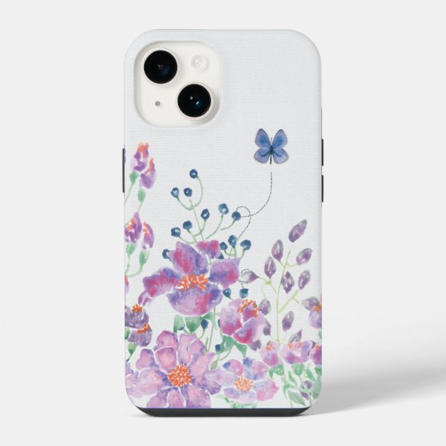 Coque iPhone Bordure florale et papillon (Verso)
