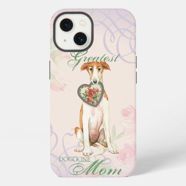 Coque iPhone Borzoi Heart Maman (Verso)