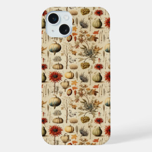 Coque iPhone 15 Plus Botanique automnale rustique avec courges et céréa