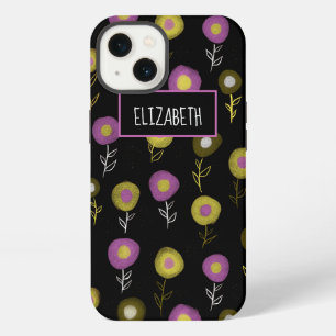 Etui iPhone 13 Botanique foncée violet vert noir Nom du Motif