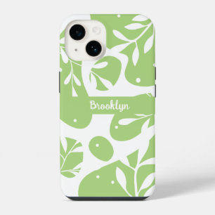 Coque Pour iPhone 14 Botanique Personnalisé Vert Menthe Abstrait