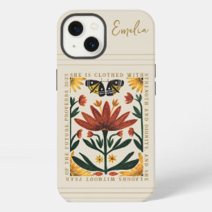 Etui iPhone 13 Botaniques peintes à la main avec Écriture