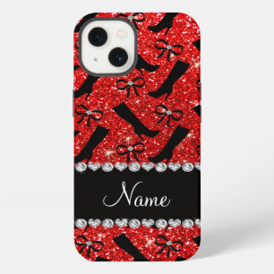 Etui iPhone 13 Bottes à arcs néon rouge nom personnalisé paillett