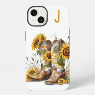 Etui iPhone 13 Bottes et tournesols pour fille Monogramme