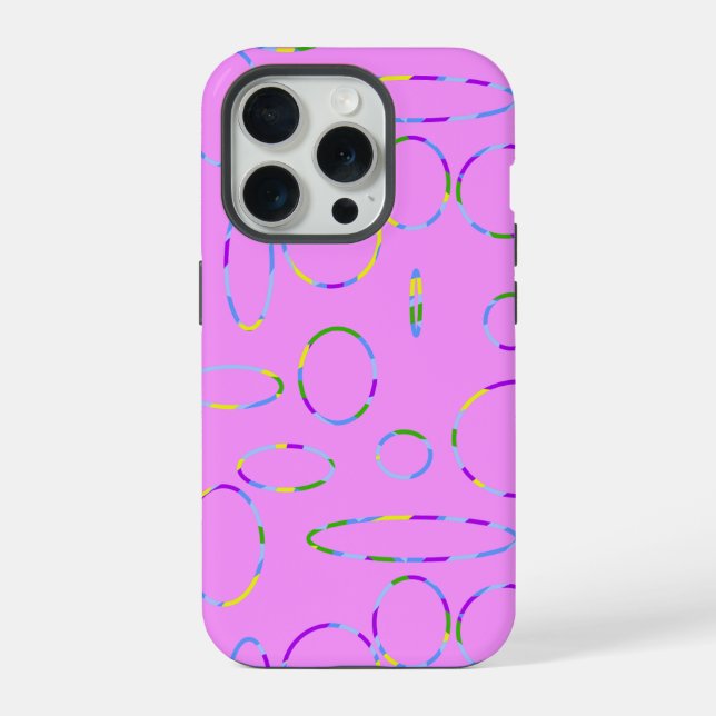Coque iPhone Boucles de cercle rose moderne (Verso)