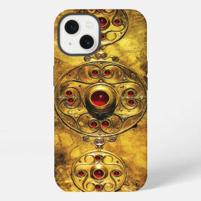 COQUE iPhone BOUCLIER ANTIQUE CELTIQUE AVEC PIERRES DE GEM RUBY (Verso)