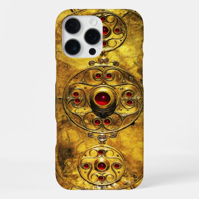 COQUE iPhone BOUCLIER ANTIQUE CELTIQUE AVEC PIERRES DE GEM RUBY (Verso)