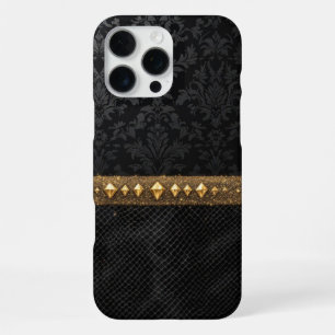 Coque iPhone 16 Pro Max Bouclier Damas Accentué Or