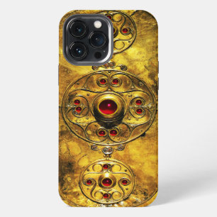 ETUI iPhone 13 PRO MAX BOUCLIER DE GUERRIER CELTIQUE ANTIQUE AVEC PIERRES