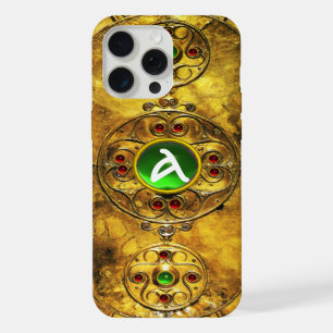 COQUE iPhone 15 PRO MAX BOUCLIER DE GUERRIER CELTIQUE ÉMERAUDE RUBIS GEMME