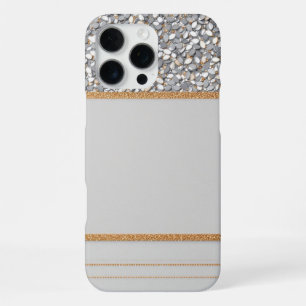 Coque iPhone 16 Pro Max Bouclier de Parties scintillant Gold et White Luxe