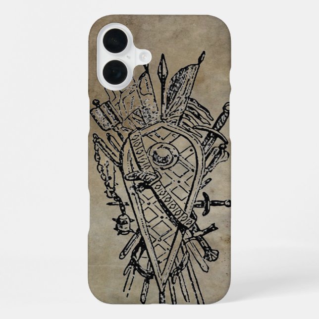 Coque iPhone Bouclier d'Épées en Cuir Synthétique (Verso)