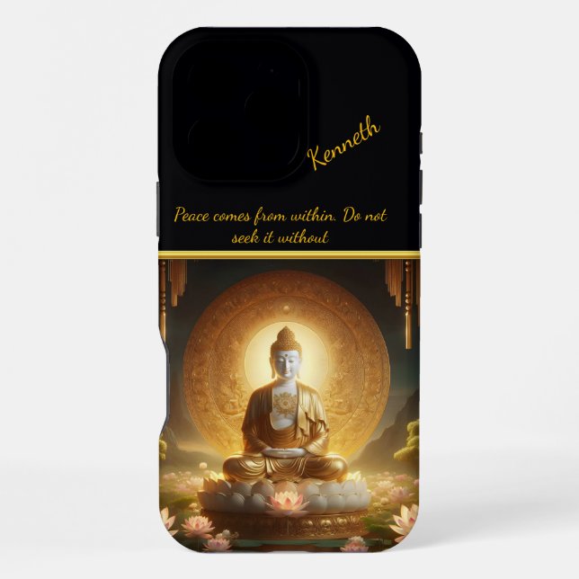 Coque iPhone Bouddha avec fleurs de lotus. (Verso)
