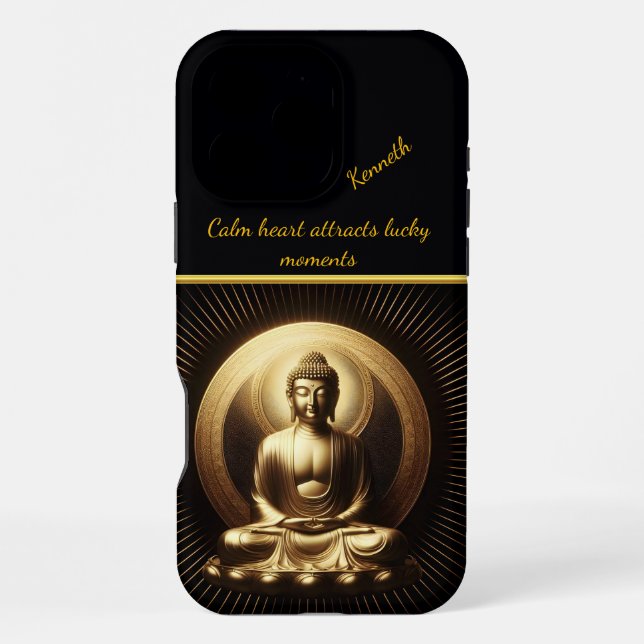 Coque iPhone Bouddha doré tranquille en méditation (Verso)