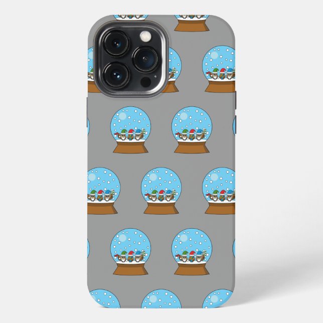 Coque iPhone Boule à neige avec trois hiboux gnomes (Verso)