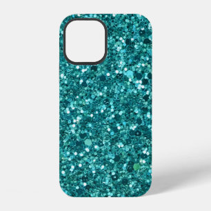 Coque iPhone 12 Boule Turquoise, étincelle et parties scintillant 