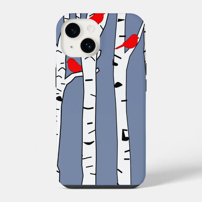 Coque iPhone Bouleaux et Oiseaux (Verso)