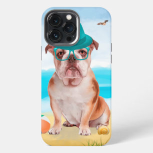 Etui iPhone 13 Pro Max Bouledogue anglais sur la plage