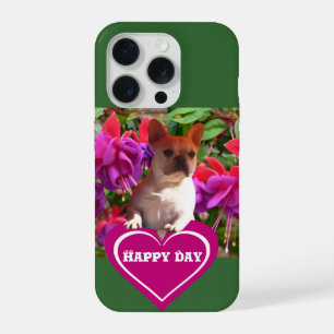 Coque iPhone 15 Pro Bouledogue français coeur Mère Bouledogue Français
