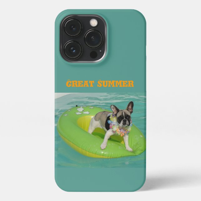 Coque iPhone Bouledogue français Eté French Bulldog (Verso)