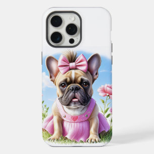 Coque iPhone 15 Pro Max Bouledogue français Fleurs Bouledogue français