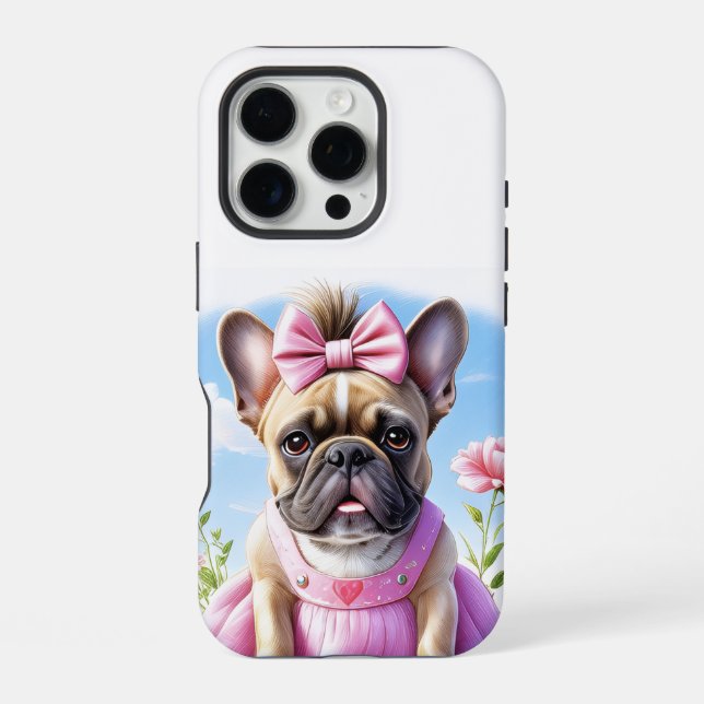 Coque iPhone Bouledogue français Fleurs Bouledogue Français (Verso)
