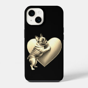 Coque Pour iPhone 14 Bouledogue français j'aime la Saint-Valentin