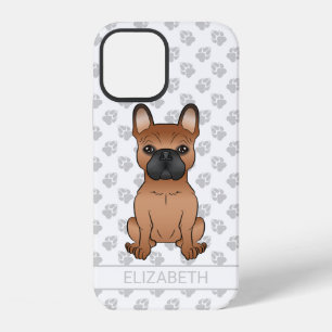 Coque iPhone 12 Bouledogue français rouge / Frenchie dessin animé