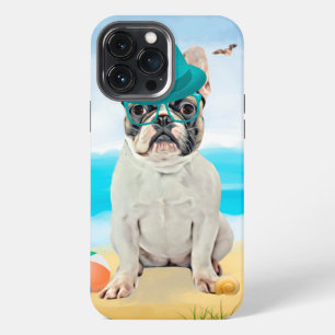 Etui iPhone 13 Pro Max Bouledogue français sur la plage