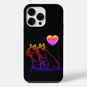 Coque Pour Pour iPhone 14 Pro Max Bouledogues français avec cœur French Bulldog