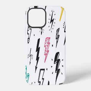 Coque iPhone 12 Boulons de foudre, ensemble de gribouillis dessiné