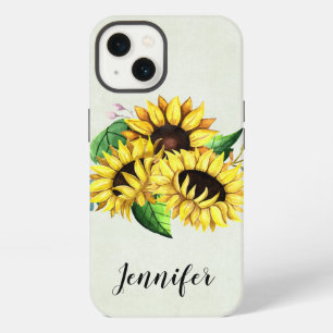 Etui iPhone 13 Bouquet de tournesols jaunes à l'aquarelle