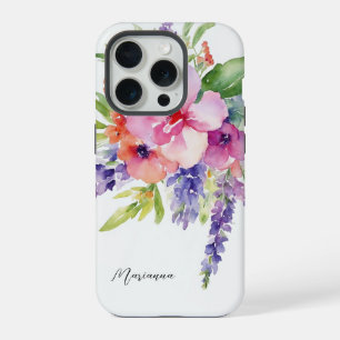 Coque iPhone 15 Pro Bouquet floral aquarelle