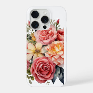 Coque iPhone 15 Pro Bouquet floral de roses roses élégantes à l'aquare
