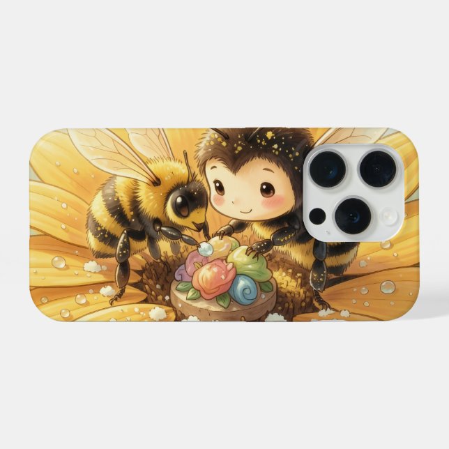 Coque iPhone Bourdon doré dans la danse des fleurs1 (Verso Horizontal)