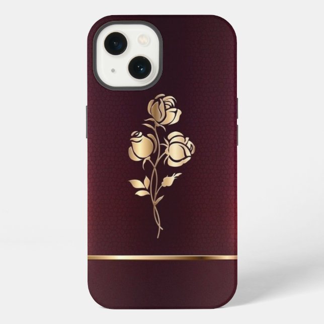 Coque iPhone Bourgogne et Or   (Verso)