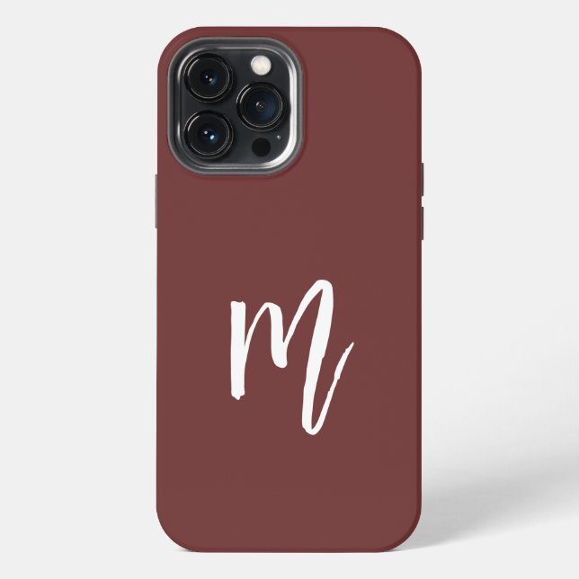 Coque iPhone Bourgogne foncé élégant Calligraphie monogramme si (Verso)