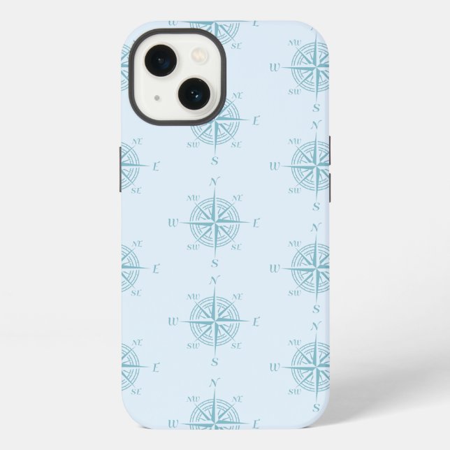Coque iPhone Boussole de navigation bleue (Verso)