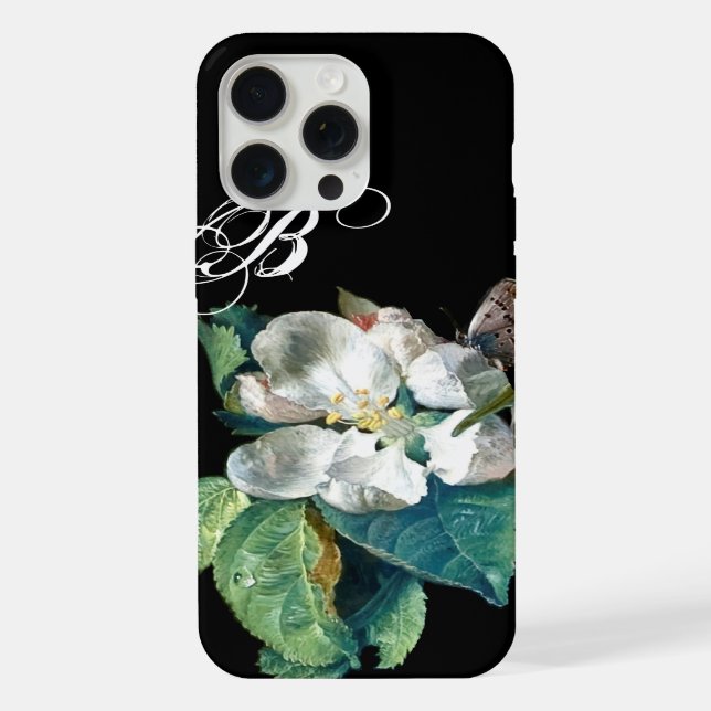 COQUE iPhone BOUTEILLE SUR LA FLEURS BLANCHES, MONOGRAMME FLORA (Verso)