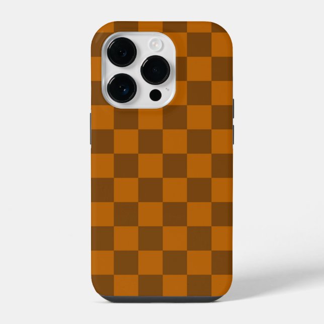 Coque iPhone Bouton À damiers Brown (Verso)