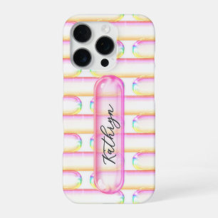 Coque iPhone 16 Pro Bouton en verre pilule UI Y2K nom personnalisé