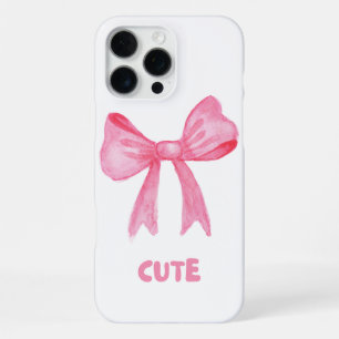 Coque iPhone 16 Pro Max Bow rose "mignonne" étui téléphonique Pastel