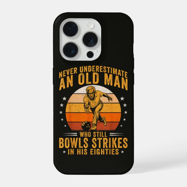 Coque iPhone Bowling Grand-père 80e Anniversaire (Verso)