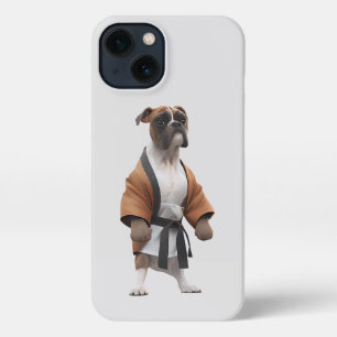 Etui iPhone 13 Boxer Dog Jouer Karate, Karate Champion Boxer Dog
