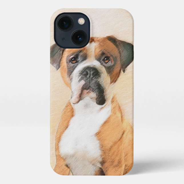 Coque iPhone Boxer Dog Peinture Non Décroché Art animal origina (Verso)